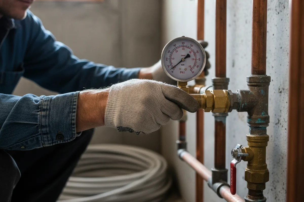 Pressure testing a repaired line during Water Line Repair in Forked River